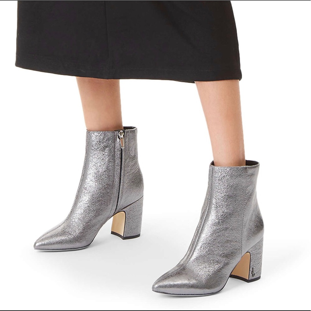 Sam Edelman Silver Ankle Boots